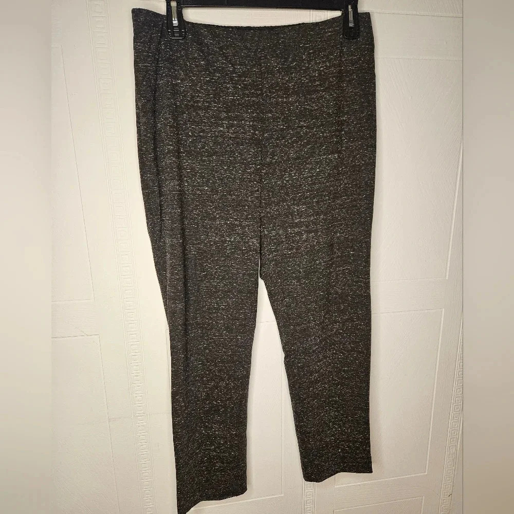 Pure Jill Gray Speckled Slim Leg Pull On Ponte Knit Pants Size L EUC